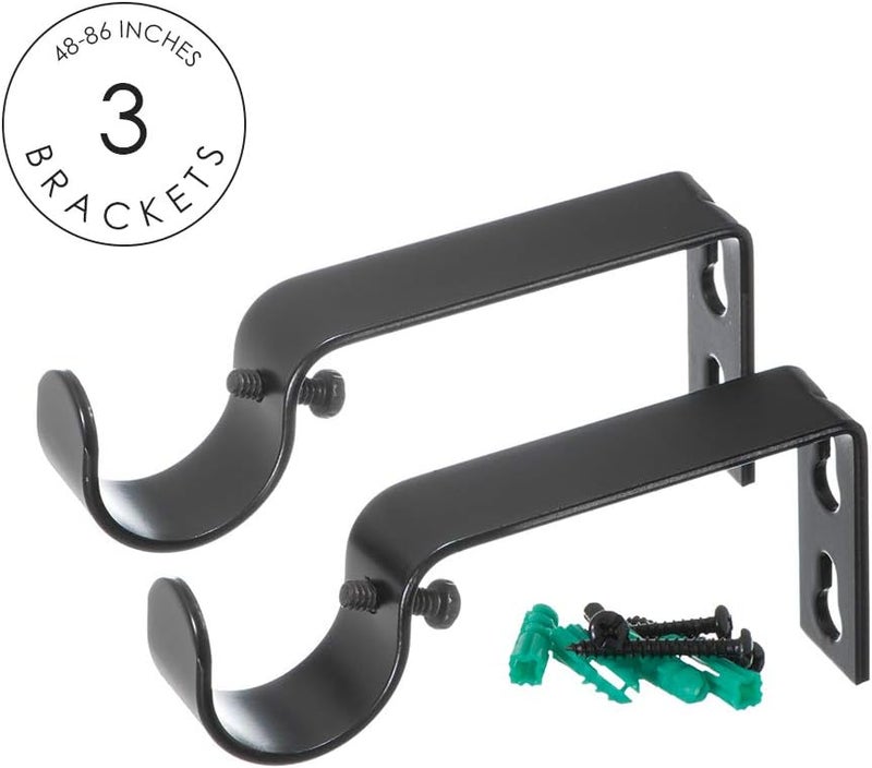 Ivilon عصا ستارة معالجة النوافذ - تصميم مربع 1 1/8 بوصة. 48 إلى 86 بوصة. أسود - Image 4